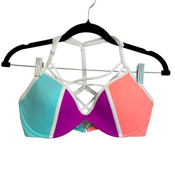 Victoria's Secret Pink Other - Victoria's Secret Pink Bikini Swim Top S D-DD Colorblock Strappy Beach Summer